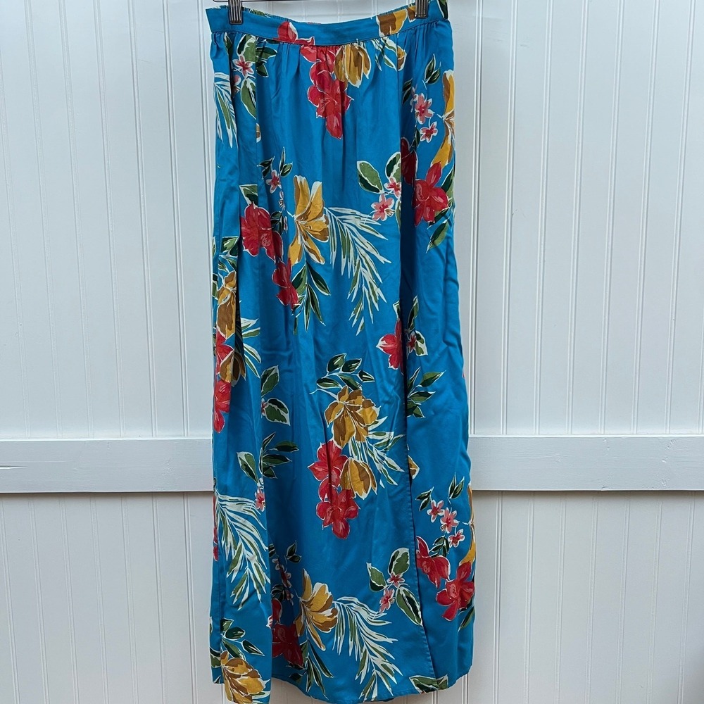 Patrons Of Peace Blue Hawaiian Floral Coconutgirl Maxi Skirt Womens M resortwear